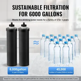 Vevor Schwerkraft Wasserfiltersystem Edelstahl Arbeitsplattensystem 7+8,5L Wasserfiltrationssystem, reduziert Blei und bis zu 99 % Chlor, mit 2 Kohlefiltern und Wasserstandshahn, Camping Wohnmobil