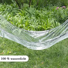 Woltu PVC Abdeckplane mit Ösen und Seil wasserdicht transparent 2x2m - Transparent