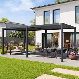 primeyard Pergola in Anthrazit; mit Lamellendach in Anthrazit - (400124)