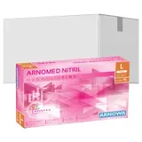 arnomed Nitril Magnolia Pink Einmalhandschuhe, puderfrei, pink 387-L , 1 Packung = 100 Stück, Größe L