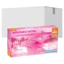 arnomed Nitril Magnolia Pink Einmalhandschuhe, puderfrei, pink 387-L , 1 Packung = 100 Stück, Größe L