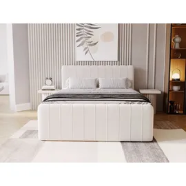 GRAINGOLD Boxspringbett Osteno 180x200 - Bett mit Matratze und Topper - Boxspringbett mit Bettkasten und Matratze - Boxspringbett - Creme (Komodo 10) - Weiß