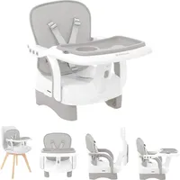 KIKKABOO Kinderstuhl, Boostersitz Chewy Doppeltablett, Sicherheitsgurt, faltbar grau