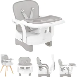KIKKABOO Kinderstuhl, Boostersitz Chewy Doppeltablett, Sicherheitsgurt, faltbar grau