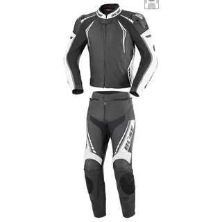 BÜSE Silverstone Pro Damen Motorrad Lederkombi 2tlg. - Schwarz/Weiß/Grau - 38