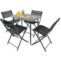 VCM Gartenmöbel 5er-Set – schwarz ¦ Maße cm B. 80 H. 72