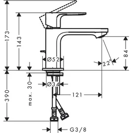 Hansgrohe Rebris E Waschtischarmatur 80 CoolStart, 72585670