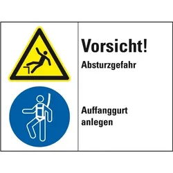 Aufkleber I Kombischild Vorsicht! Absturzgefahr..., Folie, 200x150mm, ISO 3864-2
