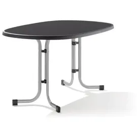 Sieger Boulevard-Klapptisch mit mecalit-Pro-Platte 140 x 90 x 72 cm graphit/schieferdekor anthrazit oval