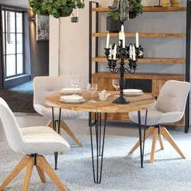 Lomadox Esstisch, rund 105cm, Mangoholz gebeizt und lackiert, Raisio-123