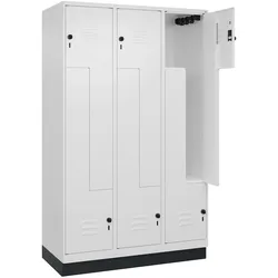 C+P Z-Spind Classic PLUS, Sockel, 6 Abteile, HxBxT 195x120x50cm, Sicherheitsdrehriegel, Verkehrsweiß von PROREGAL