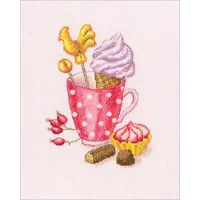 RTO C317 Süße Freude Kreuzstichset, Baumwolle, Mehrfarbig, 12x16,5 cm