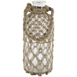 Chic Antique Flasche mit Geflecht und Henkel, H33/Ø 14 cm natur