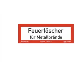 Brandschutzschild ( Zusatz ) mit Text -Feuerlöscher für Metallbrände-