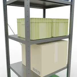 Schulte Lagertechnik Grundregal Stahl 2000 x 750 x 600 mm silbergrau