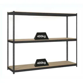 Proregal Schwerlastregal Wood Beast Three HxBxT 200 x 240 x 45 cm 3 Ebenen Fachlast 400 kg Anthrazit