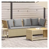 vidaXL Gartensofa mit Kissen Beige Poly Rattan