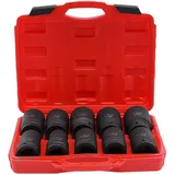 wanwanper Schlagschrauber Nüsse Satz, 10PCS Kraftnüsse Nuss Set 24mm bis 46mm mit Aufbewahrungsbox, Steckschlüsselsatz Schlagnuss-Satz, für Luftfahrt, Automobilen, Dampfturbinen, Computer