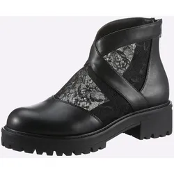 Stiefelette HEINE, Damen, Gr. 42, schwarz, Synthetik, Textil, modisch, Schuhe