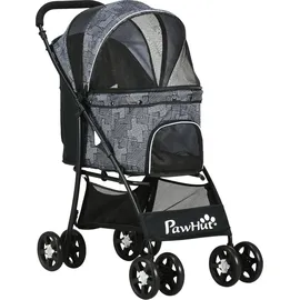 PawHut Hundewagen faltbar mit Kissen 81 x 48 x 99 cm Grau/Schwarz