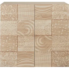 INOSIGN Highboard INOSIGN "Miro", braun (eichefarben sägerau mit siebdruck), Sideboards, Highboard, Breite 121 cm mit dekorativem Siebdruck