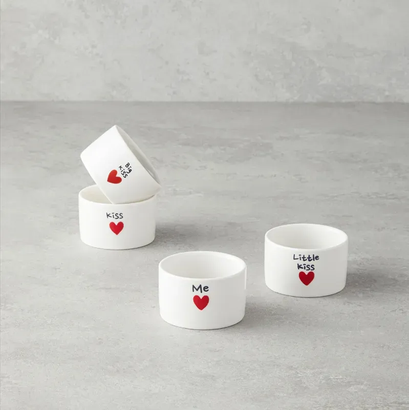English Home Lovely Steinzeug 4er-Set Snackschalen 6,5 cm Rot