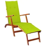 vidaXL Gartenliege Liegestuhl mit Fußstütze und Auflage 200 x 56 x 20 cm Grün