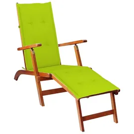 vidaXL Gartenliege Liegestuhl mit Fußstütze und Auflage 200 x 56 x 20 cm Grün