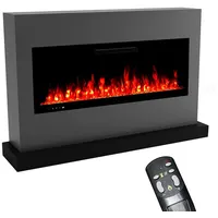 GLOW FIRE Elektrokamin weiß / grau / schwarz ZEUS LED Kamin mit Heizung, Elektrischer Kamin mit 3D Feuer mit Heizung, 2 Dekorationen grau 127 cm