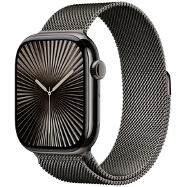 Apple Watch Series 10 GPS + Cellular 46 mm Titangehäuse schiefer Milanaise Armband schiefer S/M