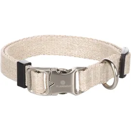 Karlie Flamingo Halsband für Hund Lago beige S 30-45cm 15mm - Stufenlos verstellbar - Verchromte Klickschnalle und Ring für Leine