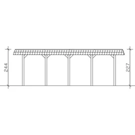 SKANHOLZ Walmdach Carport Spreewald 3,96 x 7,41 m rot mit EPDM-Dach und Pfostenanker