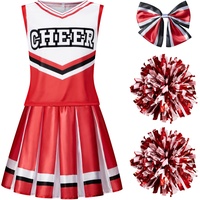 Spooktacular Creations Cheerleader-Kostüm für Mädchen, süßes Cheerleading-Outfit, rot-weiße Cheer-Uniform für Halloween Dress Up und Rollenspiel-S