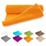 heimtexland ® Badvorleger Chenille Super Flauschig Saugstark Badteppich Badematte Ökotex Typ771 Orange 50 x 80 cm