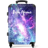 NoBoringSuitcases.com® Koffer Personalisiert, Kinder Koffer, 67 cm - 72 L - Reisekoffer Kinder - Hartschalenkoffer - Galaxie - Trolley Mittelgroß mit Rollen- Koffer mit Namen