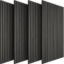 Tectake Wandpaneel Akustik Sonic Schwarz 4 St. 50 x 110 cm