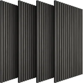 Tectake Wandpaneel Akustik Sonic Schwarz 4 St. 50 x 110 cm