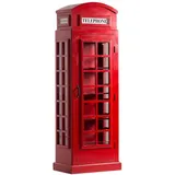 Woodkings Vitrine Telefonzelle Rot Glasschrank I London Schrank I Glasschrank I Barschrank I Bücheregal I Unikat