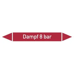 Rohrleitungskennzeichen Dampf 8 bar - 187x26 mm Folie selbstklebend