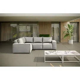 Fun Möbel Garten Ecksofa GARDENT wetterfester Stoff NXL Hellgrau kurzer Schenkel Links