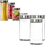 BigDean 3er Set Vorratsgläser 1,7 Liter Glas Schraubglas Lebensmittelglas Edelstahldeckel mit Schraubverschluss 22 x 11 cm