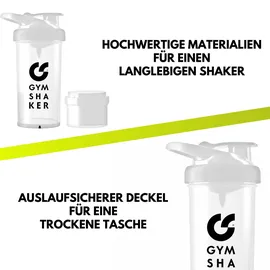 gymshaker Protein Shaker mit Pulverfach 600 + 150 ml Weiß