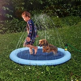 Splash Pool Ø170cm inkl. Schlauch - Sprinkler Wasser-Spielmatte mit Anti-Rutsch Beschichtung - Sprinklerpool für Kinder, Hunde - Planschbecken