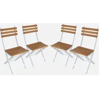 Sweeek 4er-Set zusammenklappbare Gartenstühle aus Akazienholz, 40 x 52
