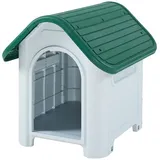 [en.casa] Hundehütte 75 x 59 x 66 cm Kunststoff Weiß/Grün