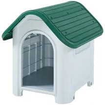 [en.casa] Hundehütte 75 x 59 x 66 cm Kunststoff Weiß/Grün