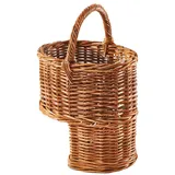 Kobolo Aufbewahrungskorb Treppenkorb Korb aus Rattan - lacak - mit Henkel (1 Stück) beige|braun