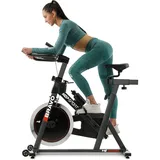 Hop-Sport Indoor Cycling Bike Fahrrad HS-045IC Rot - Speedbike mit LCD-Display und 18 KG Schwungrad - bis 120kg - Rot