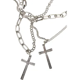 URBAN CLASSICS Layering Cross Necklace, silver, one size,
