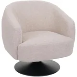 MCW Lounge-Sessel HWC-J76, Cocktailsessel Sessel drehbar, Bouclé Stoff Metall ~ creme-beige